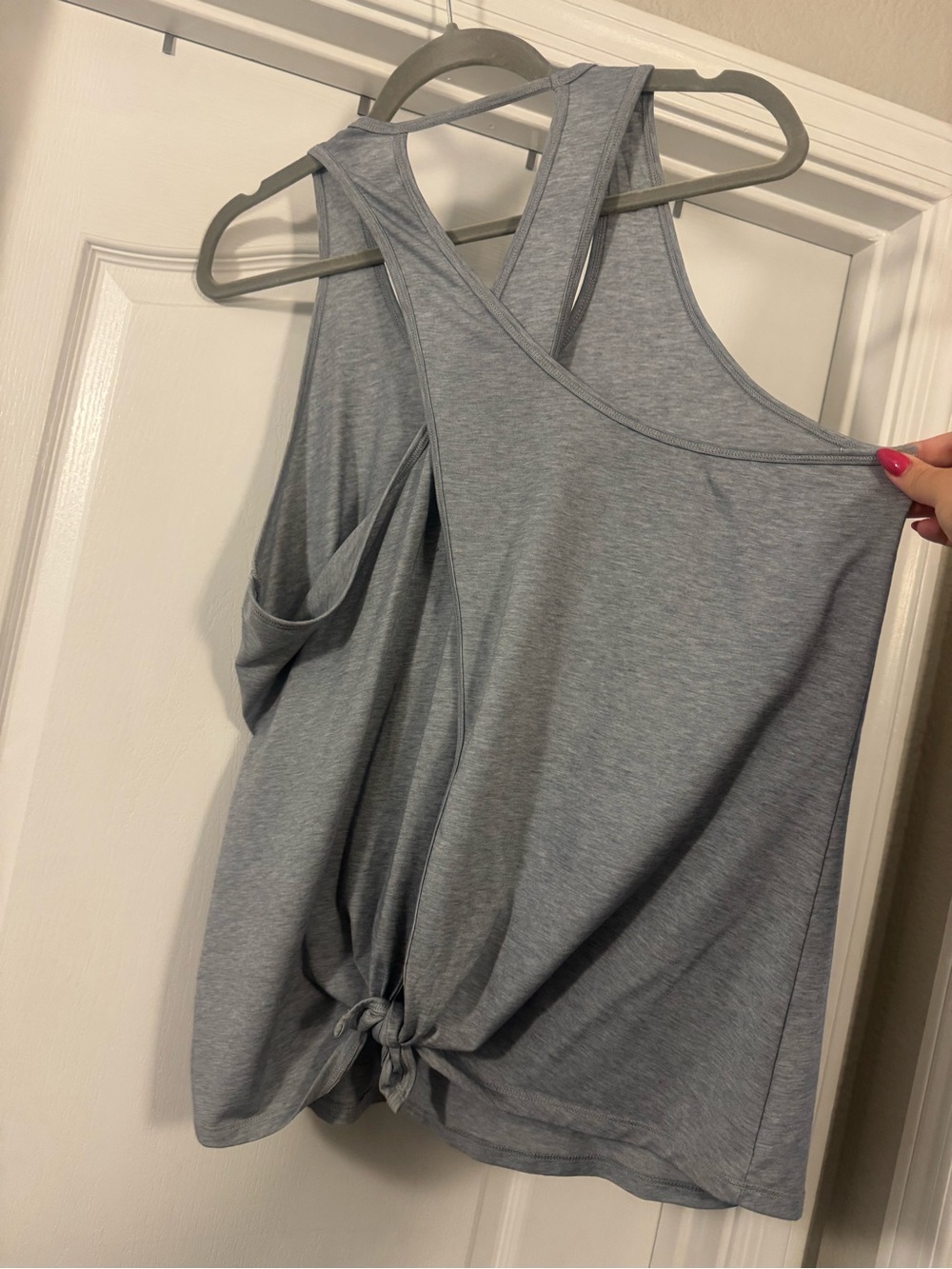 Athleta Light Blue/Grey Racerback Tie Back Tank - Picture 5 of 8